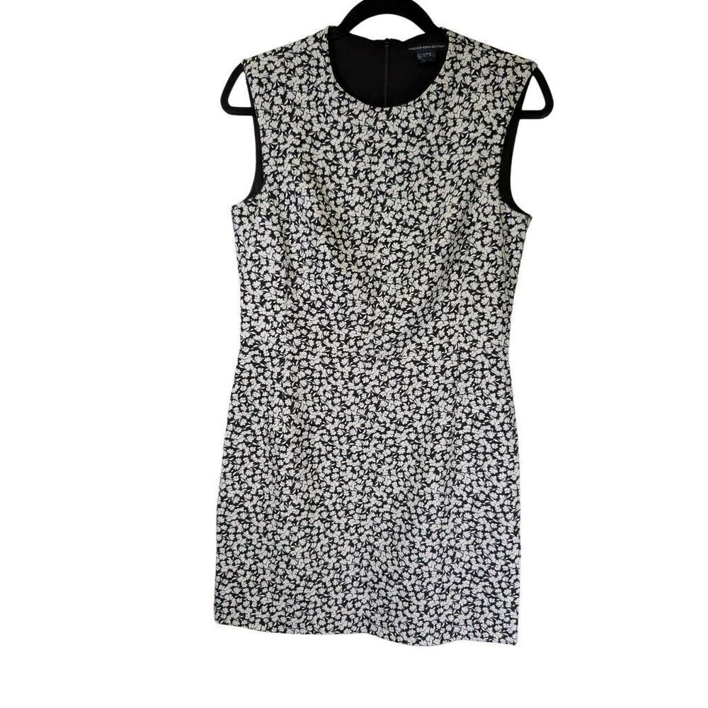 French Connection Black and White Sleeveless Sheath Dress Women's 14